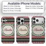Festive Knitted Fair Isle Christmas Pattern Printed Design Custom Name Protective Phone Case Mobile Cover Durable Smartphone Shock Resistant