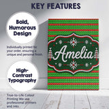 Personalised Name Red Green Knitted Texture Custom  Bespoke Interior Contemporary Canvas Wall Art Print Decor Picture Ready to Hang