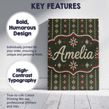 Personalised Name Green Knitted Heart Custom Modern Room Accent Creative Decorator Style Canvas Wall Art Print Decor Picture Ready to Hang
