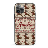 Classic Reindeer Gift Nordic Knitted Seamless Custom Name Protective Phone Case Mobile Cover Durable Everyday Smartphone Shock Resistant