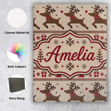 Personalised Name Classic Reindeer Custom  Stylish Home Interior Unique Gift Idea Canvas Wall Art Print Decor Picture Ready to Hang