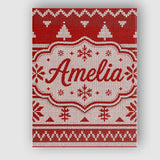 Personalised Name Red Nordic Christmas Tree Custom  Bespoke Interior Contemporary Canvas Wall Art Print Decor Picture Ready to Hang