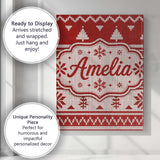 Personalised Name Red Nordic Christmas Tree Custom  Bespoke Interior Contemporary Canvas Wall Art Print Decor Picture Ready to Hang