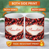 Personalized Custom Name Bright Paint Splash Multicolour Abstract Pattern Cute Unique Gift 11oz Ceramic Coffee Tea Mug White Large Handle