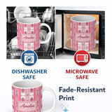 Personalized Custom Name Scandinavian Pink Snowflake Nordic Seamless Pattern Cute Unique Gift 11oz Ceramic Coffee Tea Mug White Large Handle