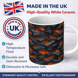 Personalized Custom Name Dark Stone Lava Glow Cube Abstract Seamless Pattern Cute Unique Gift 11oz Ceramic Coffee Tea Mug White Large Handle