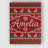 Personalised Name Traditional Reindeer Custom  Modern Room Accent Elegant Feature Canvas Wall Art Print Decor Picture Ready to Hang