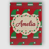 Personalised Name Festive Christmas Hat Custom  Modern Room Accent Elegant Feature Canvas Wall Art Print Decor Picture Ready to Hang