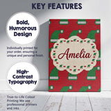 Personalised Name Festive Christmas Hat Custom  Modern Room Accent Elegant Feature Canvas Wall Art Print Decor Picture Ready to Hang