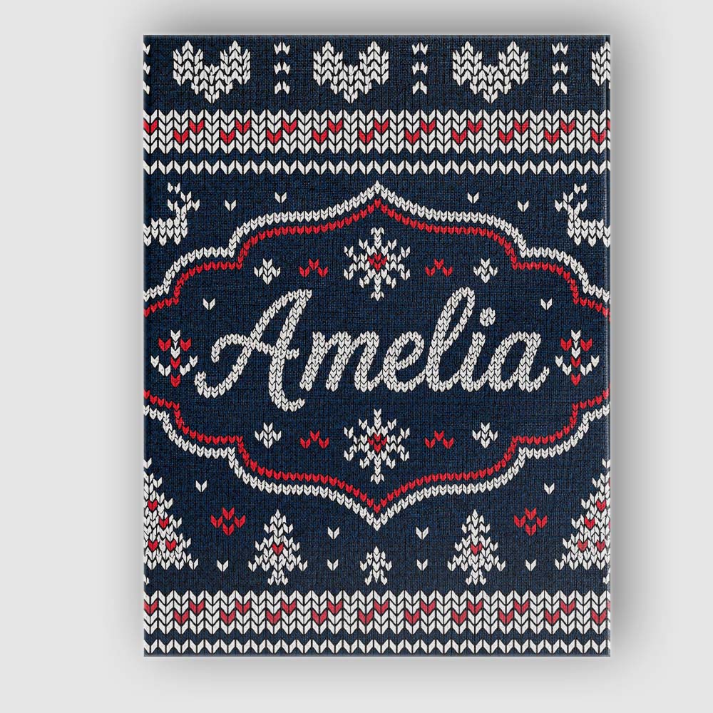 Personalised Name Blue Nordic Snowflake Custom  Modern Room Accent Elegant Feature Canvas Wall Art Print Decor Picture Ready to Hang