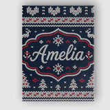 Personalised Name Blue Nordic Snowflake Custom  Modern Room Accent Elegant Feature Canvas Wall Art Print Decor Picture Ready to Hang