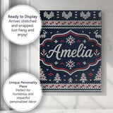 Personalised Name Blue Nordic Snowflake Custom  Modern Room Accent Elegant Feature Canvas Wall Art Print Decor Picture Ready to Hang