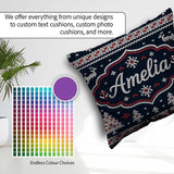 Custom Name Blue Nordic Snowflake Knitted Seamless Winter Lovely Square Filled Cushion Throw Pillow Sofa Bed Home Decor Zip Washable UK Made