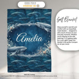 Deep Ocean Whale Seamless Pattern Blue Marine Animal Design Lovely  Personalised Custom Name Super Soft Fleece Blanket Bed Sofa Throw