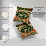 Custom Name Nordic Zigzag Knit Green Red Cream Geometric Festive Square Filled Cushion Throw Pillow Sofa Bed Home Decor Zip Washable UK Made