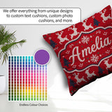 Custom Name Classic Red Knit Snowflake Pattern Christmas Sweater Square Filled Cushion Throw Pillow Sofa Bed Home Decor Zip Washable UK Made