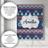 Personalised Name Scandinavian Snowflake Custom  Unique Gift Idea Elegant Feature Canvas Wall Art Print Decor Picture Ready to Hang