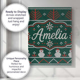 Personalised Name Nordic Knit Alpaca Llama Custom  Unique Gift Idea Elegant Feature Canvas Wall Art Print Decor Picture Ready to Hang