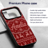 RedNordic Knit Heart Snowflake Pattern Christmas Custom Name Protective Phone Case Mobile Cover Durable Everyday Smartphone Shock Resistant