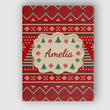 Personalised Name Christmas Tree Heart Knit Custom  Bespoke Interior Contemporary Canvas Wall Art Print Decor Picture Ready to Hang