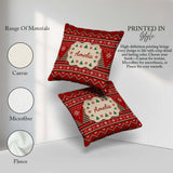 Custom Name Christmas Tree Heart Knit Pattern Green White Nordic Square Filled Cushion Throw Pillow Sofa Bed Home Decor Zip Washable UK Made
