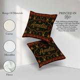 Custom Name Holiday Gift Box Knit Pattern Green Red Gold Sweater Square Filled Cushion Throw Pillow Sofa Bed Home Decor Zip Washable UK Made