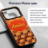 Realistic Cheeseburger Seamless Pattern Fast Food Custom Name Protective Phone Case Mobile Cover Durable Everyday Smartphone Shock Resistant