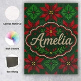 Personalised Name Festive Holly Leaf Berry Custom  Unique Gift Idea Elegant Feature Canvas Wall Art Print Decor Picture Ready to Hang