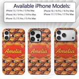 Realistic Cheeseburger Seamless Pattern Fast Food Custom Name Protective Phone Case Mobile Cover Durable Everyday Smartphone Shock Resistant