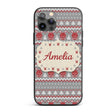Cute Reindeer Tree Knit Pattern Grey Red White Custom Name Protective Phone Case Mobile Cover Durable Everyday Smartphone Shock Resistant