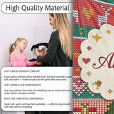 Nordic Deer Heart Tree Knit Pattern Red Green White Festive Seamless  Personalised Custom Name Super Soft Fleece Blanket Bed Sofa Throw