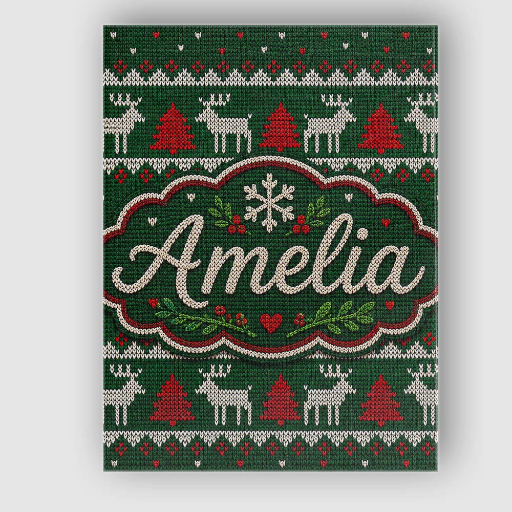 Personalised Name Scandinavian Reindeer Custom  Modern Room Accent Elegant Feature Canvas Wall Art Print Decor Picture Ready to Hang
