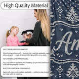 Blue White Christmas Tree Snowflake Knit Pattern Nordic Winter  Personalised Custom Name Super Soft Fleece Blanket Bed Sofa Throw