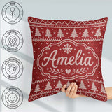 Custom Name Classic White Nordic Knit Snowflake Pattern Seamless Square Filled Cushion Throw Pillow Sofa Bed Home Decor Zip Washable UK Made