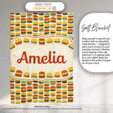 Cute Burger Cartoon Seamless Pattern Fast Food Snack Design Lovely  Personalised Custom Name Super Soft Fleece Blanket Bed Sofa Throw