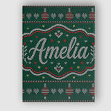 Personalised Name Nordic Ornament Christmas Custom  Bespoke Interior Contemporary Canvas Wall Art Print Decor Picture Ready to Hang