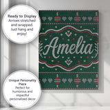 Personalised Name Nordic Ornament Christmas Custom  Bespoke Interior Contemporary Canvas Wall Art Print Decor Picture Ready to Hang