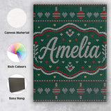 Personalised Name Nordic Ornament Christmas Custom  Bespoke Interior Contemporary Canvas Wall Art Print Decor Picture Ready to Hang