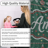 Nordic Ornament Christmas Tree Knit Green Red White Festive Seamless  Personalised Custom Name Super Soft Fleece Blanket Bed Sofa Throw