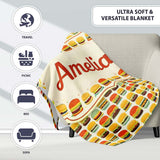 Cute Burger Cartoon Seamless Pattern Fast Food Snack Design Lovely  Personalised Custom Name Super Soft Fleece Blanket Bed Sofa Throw