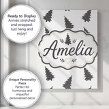 Personalised Name Minimal Christmas Tree Custom  Unique Gift Idea Elegant Feature Canvas Wall Art Print Decor Picture Ready to Hang