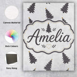 Personalised Name Minimal Christmas Tree Custom  Unique Gift Idea Elegant Feature Canvas Wall Art Print Decor Picture Ready to Hang