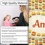 Cute Burger Cartoon Seamless Pattern Fast Food Snack Design Lovely  Personalised Custom Name Super Soft Fleece Blanket Bed Sofa Throw