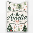 Vintage Style Christmas Trees Ornaments Snowflakes Festive Seamless  Personalised Custom Name Super Soft Fleece Blanket Bed Sofa Throw