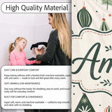 Vintage Style Christmas Trees Ornaments Snowflakes Festive Seamless  Personalised Custom Name Super Soft Fleece Blanket Bed Sofa Throw