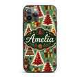 Colorful Christmas Trees Gifts Snowflakes Festive Custom Name Protective Phone Case Mobile Cover Durable Everyday Smartphone Shock Resistant