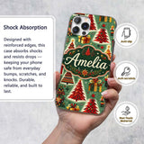Colorful Christmas Trees Gifts Snowflakes Festive Custom Name Protective Phone Case Mobile Cover Durable Everyday Smartphone Shock Resistant