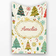 Whimsical Christmas Trees Candy Canes Snowflakes Holiday Seamless  Personalised Custom Name Super Soft Fleece Blanket Bed Sofa Throw