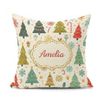 Custom Name Whimsical Christmas Trees Candy Snowflakes Seamless Square Filled Cushion Throw Pillow Sofa Bed Home Decor Zip Washable UK Made