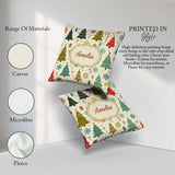 Custom Name Whimsical Christmas Trees Candy Snowflakes Seamless Square Filled Cushion Throw Pillow Sofa Bed Home Decor Zip Washable UK Made